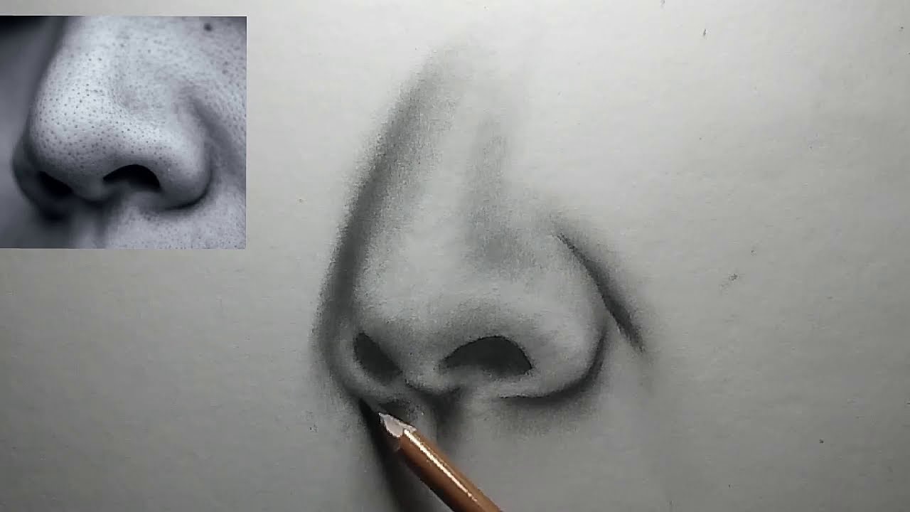 How to draw a realistic nose - YouTube