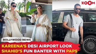 Kareena Kapoor looks ELEGANT in a white-gold anarkali | Shahid Kapoor poses for paps at the airport