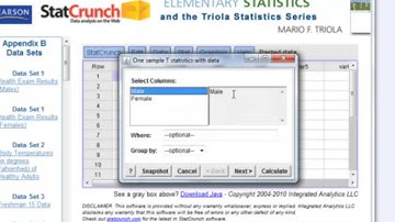 Chapter 7 confidence interval for mean example 4 Statcrunch