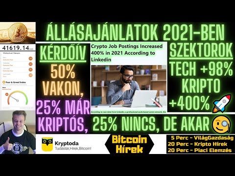 Bitcoin Hírek (464) - ÁllásÁjánlatok 2021-ben: A Tech szektorban +98%, a Kriptóban +400% növekedés 