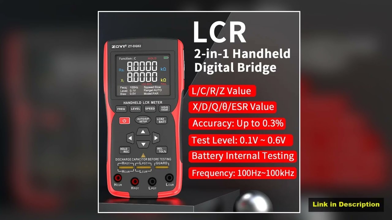 ZOYI ZTDQ02 HighPrecision Handheld LCR Bridge Lithium Battery Internal Resistance Tester for 18650