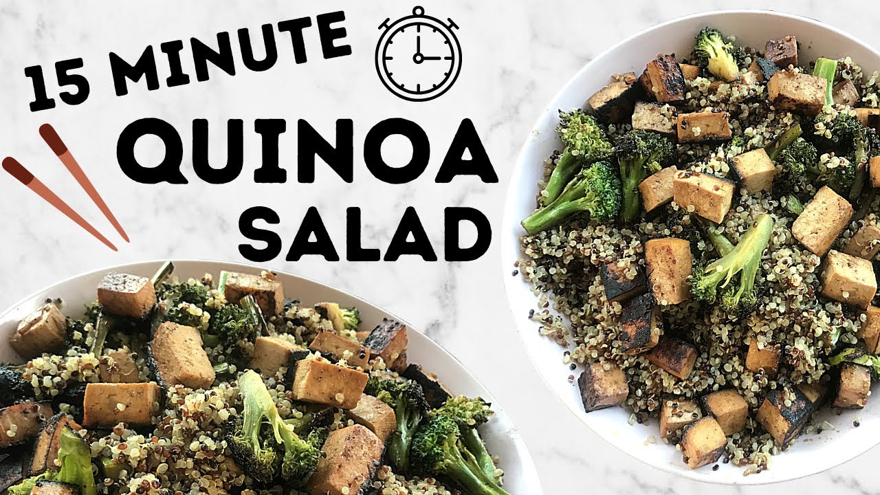 EASY broccoli + tofu QUINOA SALAD // 15 MIN MEAL