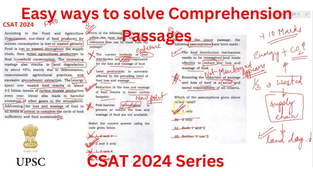 Tricks to solve: UPSC CSE 2024 CSAT Paper 2 Reading Comprehension - YouTube