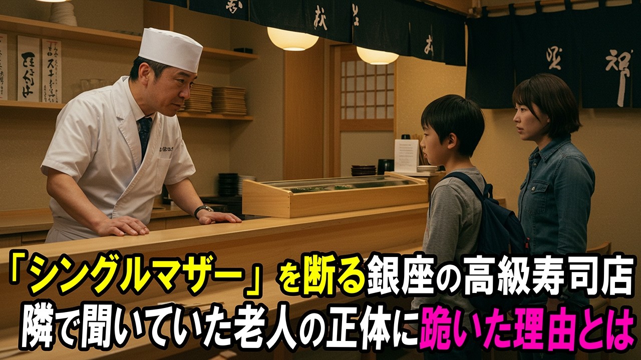 「貧乏人が来るな！」銀座の高級寿司店で店主に帰れと言われた貧乏なシングルマザーの親子。偶然近くにいた老人の一言で店主が凍り付くことに…