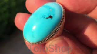 Sterling Silver Ring Handmade 100% Natural Turquoise Silver 925 فیروزه اصل