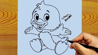 How to draw a baby duck very easy | تعليم الرسم | تعلم رسم بطة |  كيفية رسم بطة