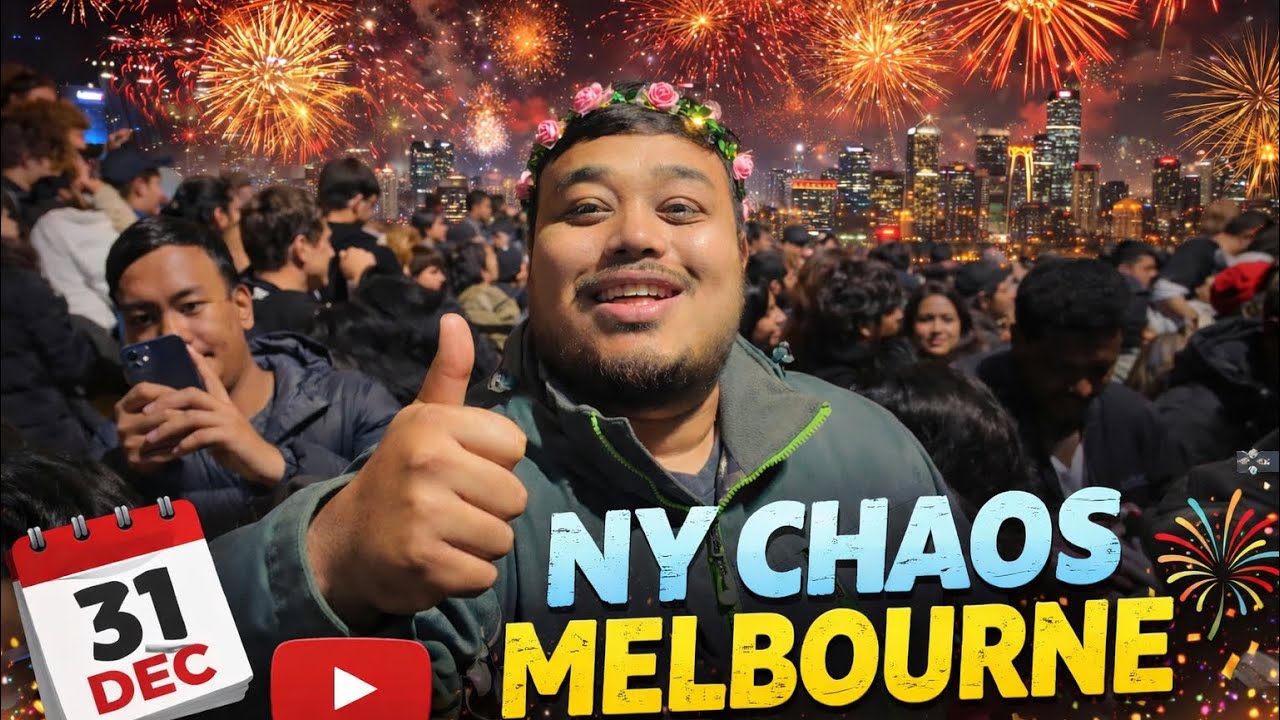 Melbourne New Year’s Eve Fireworks Vlog | Train Ride, Crowds & Chaos