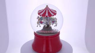 Carousel with Rotating Horses Music Box Snow Globe