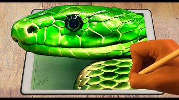 Drawing realistic snake 3D iPad Pro Apple Pencil Time Lapse procreate JG-CoolCartoon