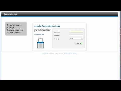 Joomla - Login to back-end admin control panel and explanation of user groups