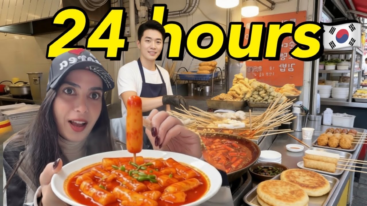 🇰🇷24 HOURS KOREAN STREET FOOD CHALLENGE in Busan 