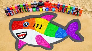 EXPERIMENT SLIME Rainbow Funny Shark From Sprite, Fanta, Mtn Dew, Balloons Coca Cola and Mentos