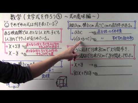 【中1数学】中1-16 文字式を作ろう⑤　~式の意味編~