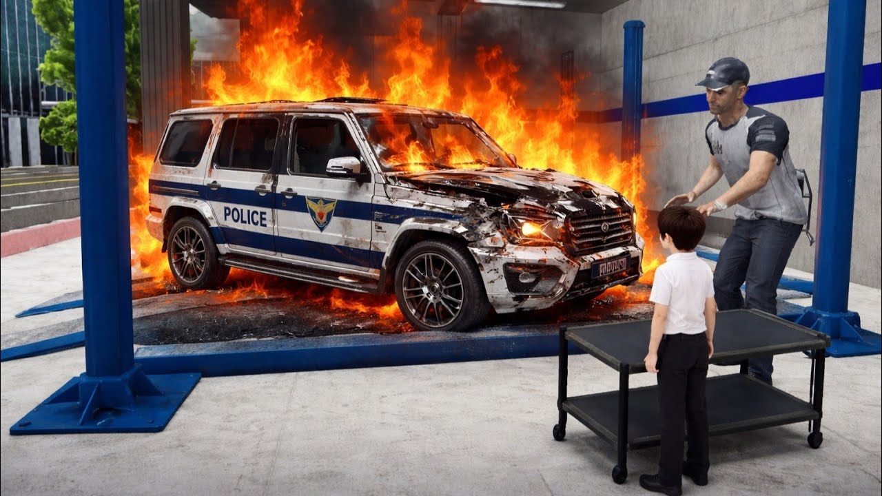 Police Car Catches Fire in Garage! Extreme Damage Test | 3D Driving Class | GaMiNg WiTh CaR