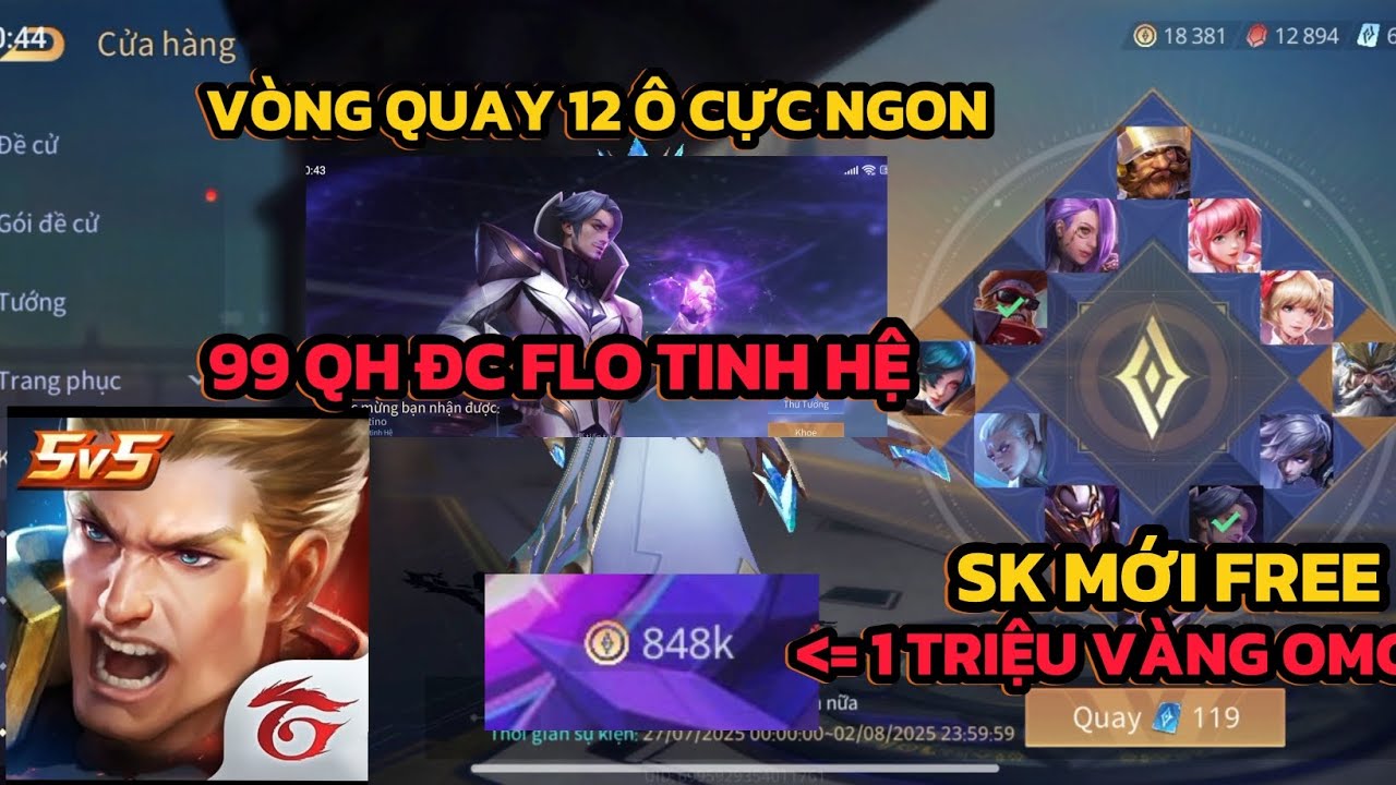 LIÊN QUÂN MOBILE | FREE CHỈ 99QH ĐƯỢC FLO TINH HỆ, SK MỚI GARENA FREE 1 TRIỆU VÀNG ...