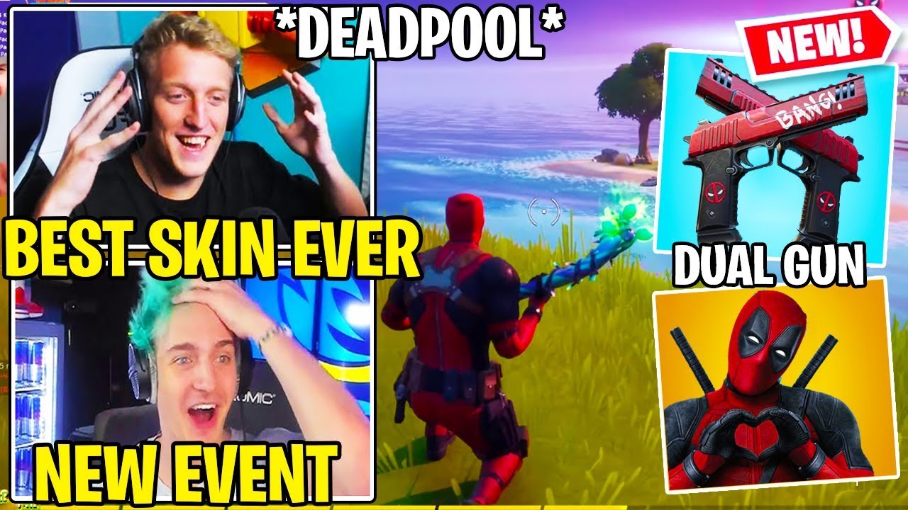 Streamers React to *NEW* Fortnite DEADPOOL Skin & Emotes + *EVENT*!!