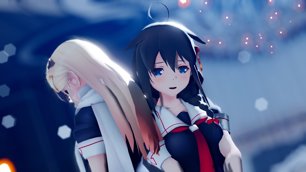 MMD艦これ】絶え間なく藍色 / 時雨改二 / 夕立改二 - YouTube