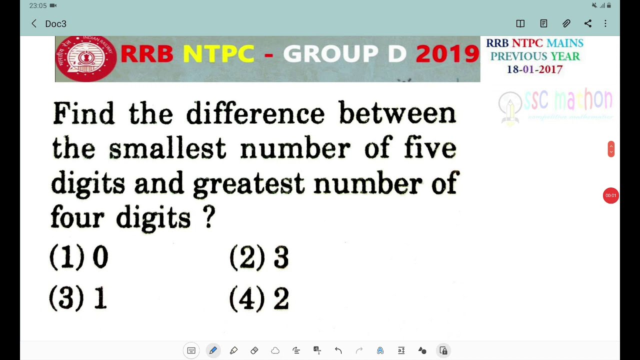 find the difference between the smallest number of 5 digits and ...