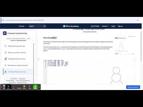 Khan Academy Challenge: Waving snowman | Intro to JS: Drawing & Animation | Computer programming
