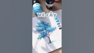 ☺️✨ Bất ngờ khi ĐỔI CÁCH VẼ CÂY 🦋🫐 #gouache #art #drawing