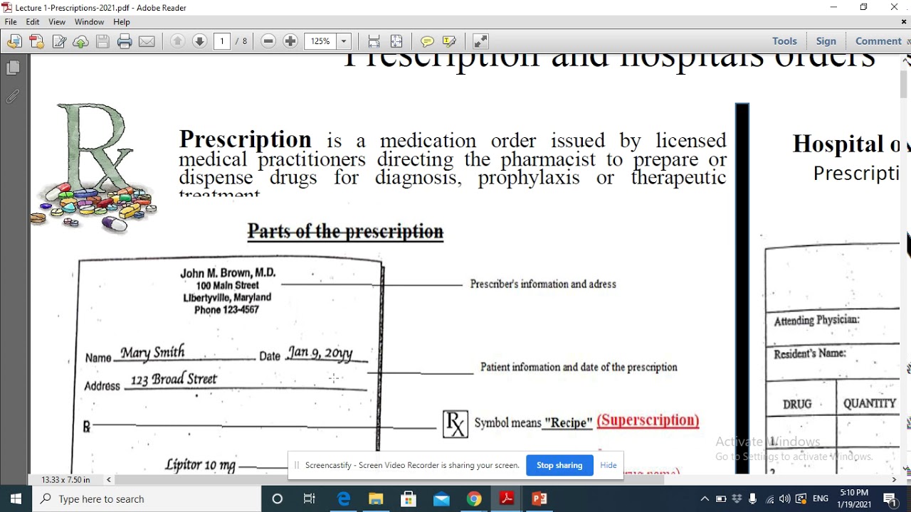 Parts of the prescription YouTube