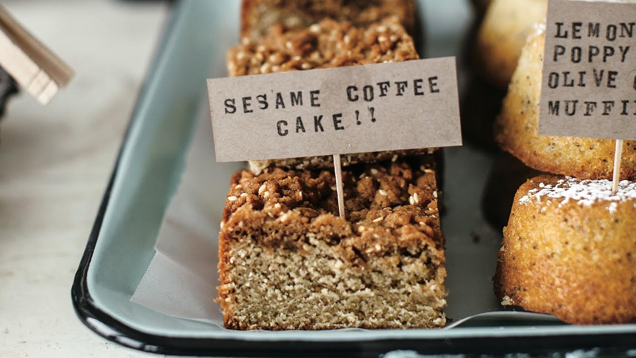 How To Make Sesame Coffee Cake With Tahini + Spiced Crumbly Topping | Molly Yeh | Rachael Ray Show