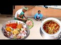 HANDI CHICKEN MEAT CURRY cooking in tribal village style by our santali grandma||rural village india