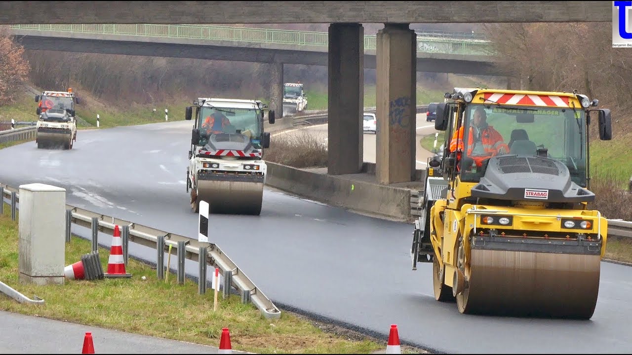 **Tandem Roller Fleet** BOMAG & HAMM Tandemwalzen, Sanierung B 14 Waiblingen - Fellbach, 17.03.2018.