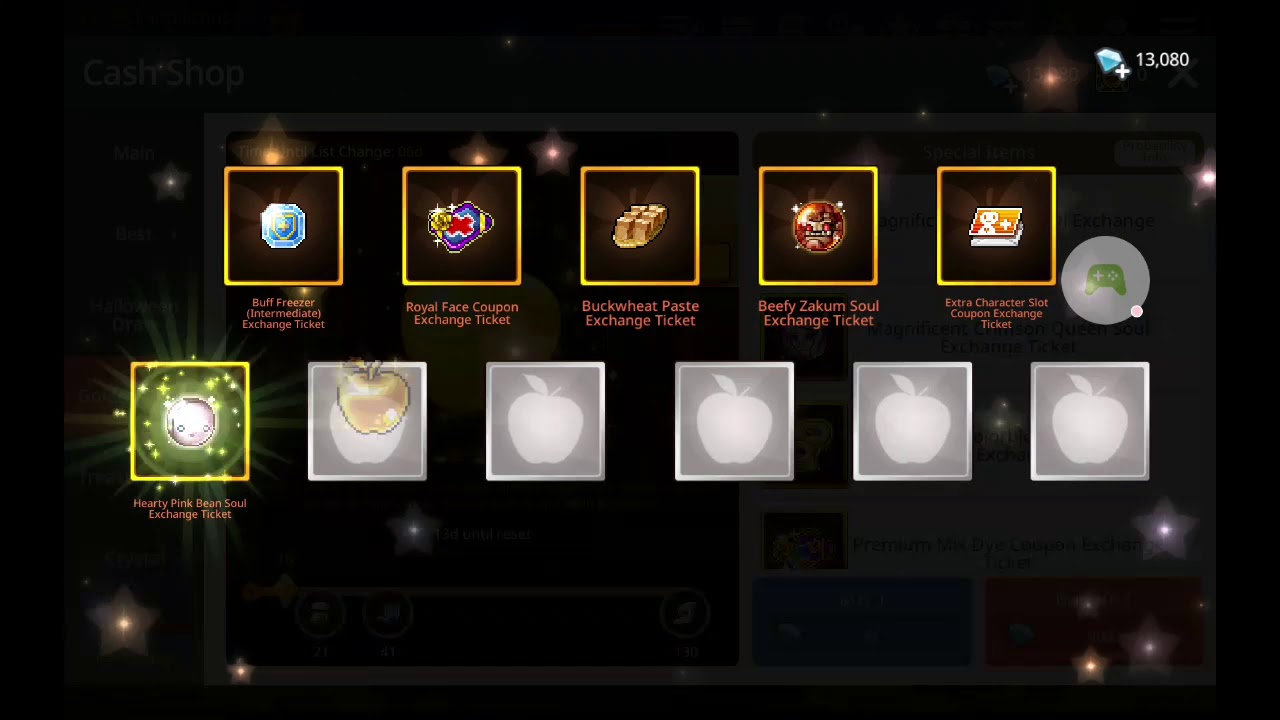 Maplestory M 13.5k crystals golden apple pull November 2020 Round 1