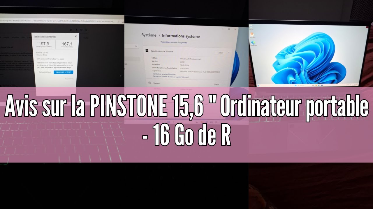 Ordinateur Portable 15,6" PINSTONE – Processeur Alder Lake-N95, 16 Go RAM, 512 Go SSD, Léger Et Polyvalent - 2