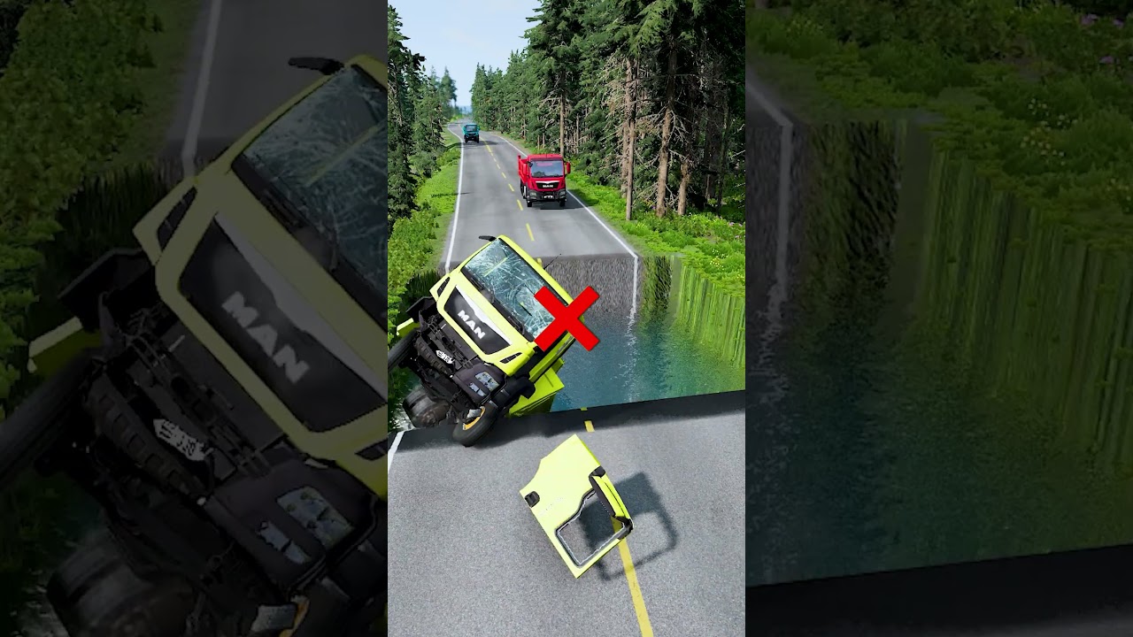 Dump trucks vs massive water pit #3 | 