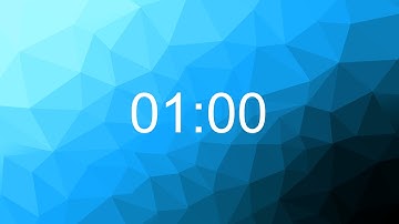 1 minute (60 second) Silent Timer - count UP - blue polygon background