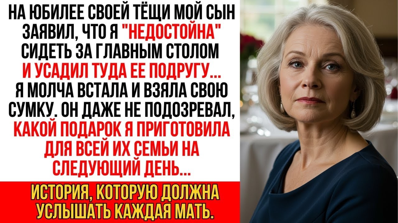 Сын заявил, что я недостойна сидеть за одним столом с его новой семьей, и тогда я…