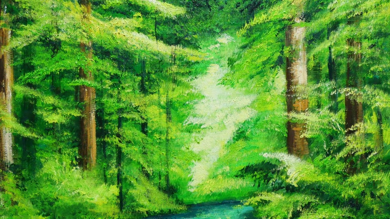 新緑の湖】#油彩画 #芸術 #油絵 #絵 #アート #oilpainting #oil