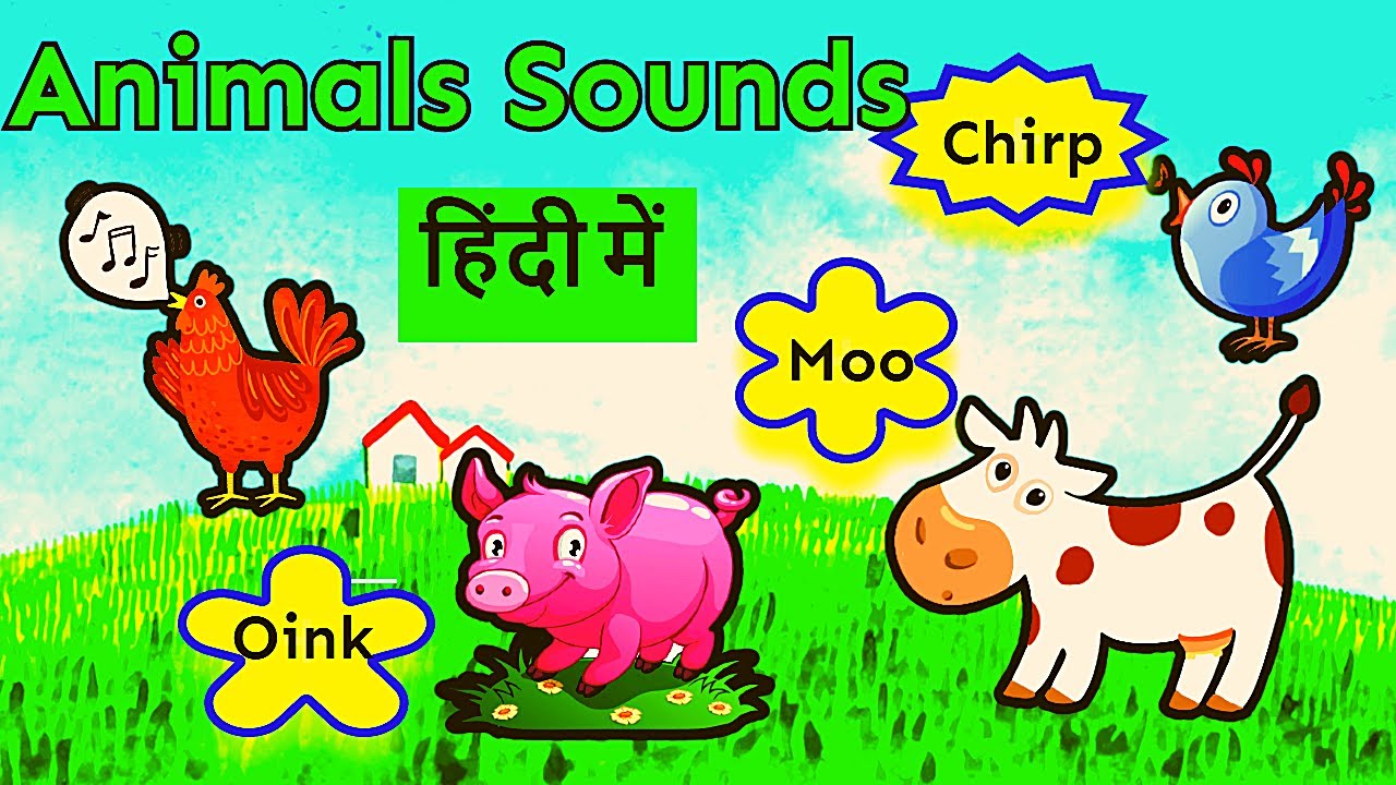 Animal sounds names for kids in hindi | Domestic wild animals sounds | Top  20 aniamls sounds - YouTube