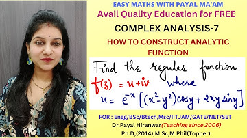 Complex Analysis 7 I Construction of Analytic Functions I Milne Thomson Method I RTMNU Sem-5 I