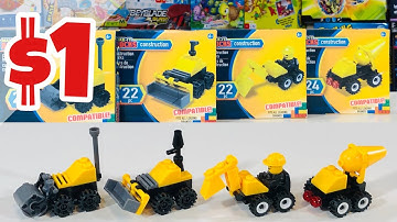 $1 Construction Vehicles 🚕  🚌  🚜  🚖  LEGO compatible | Make-It Blocks - Dollar Tree | $1 Toy Reviews