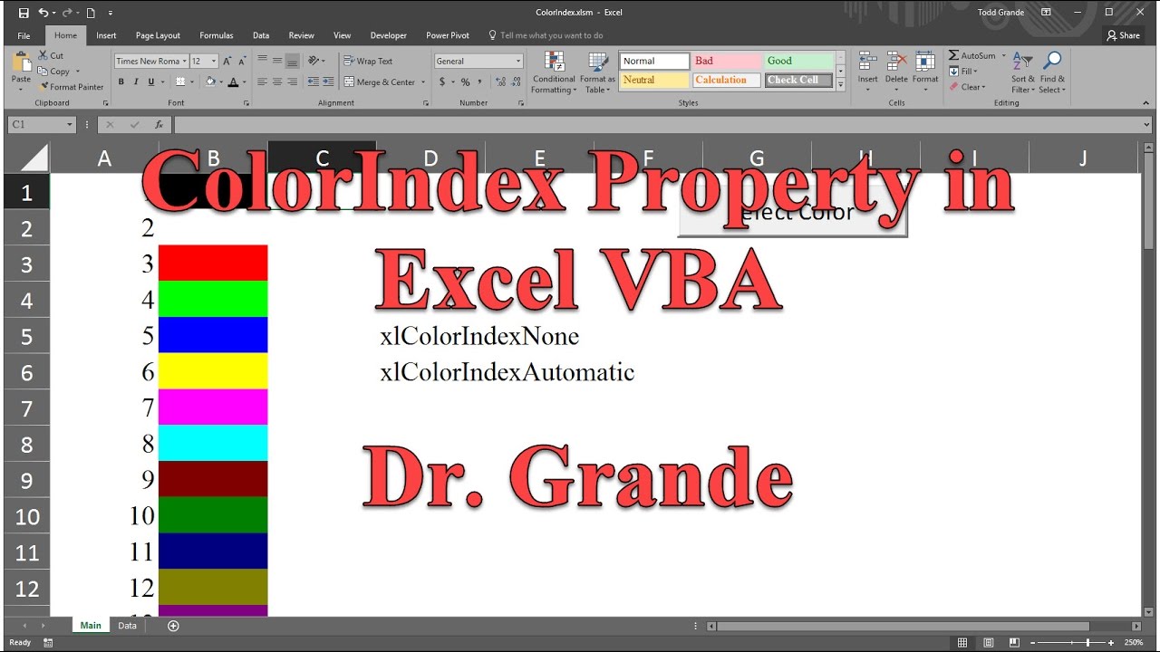 Setting And Identifying Cell Color With Colorindex Property In Excel Vba