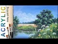 "Blooming summer fields. Landscape" How to paint🎨ACRYLIC tutorial DEMO