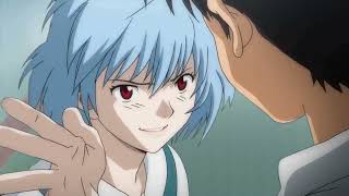 Rei slaps Shinji with smile without blinking