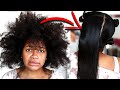 HER HAIR GREW SO MUCH! 😱  AMAZING SILK PRESS ON SUPER FRIZZY HAIR! (NO HEAT DAMAGE)