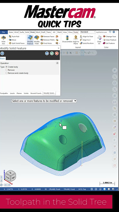 #Mastercam  Move a Toolpath in the Solid Tree to Avoid a Feature