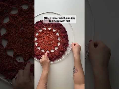 Attaching a crochet mandala to a hoop! #crochetaddict #crochetdesigner