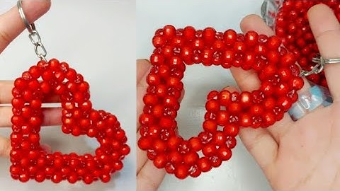 Beaded Heart | Heart Shaped Beaded Keychain Tutorial | Crystal beaded Heart Keychain