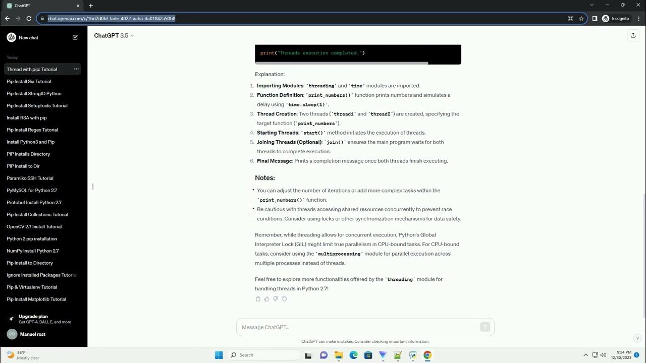 pip install threading python 2 7 YouTube