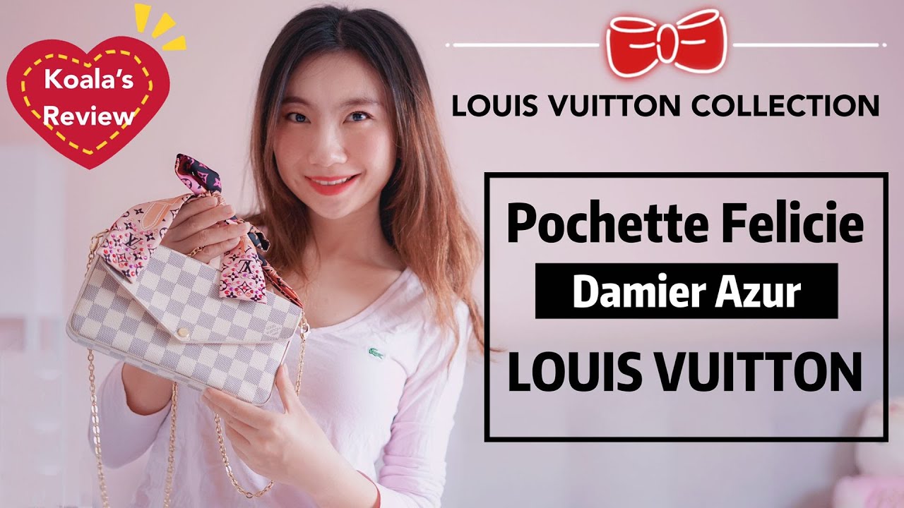 Review] Louis Vuitton Felicie Pochette Damier Azur from Linda