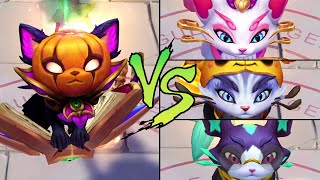 Bewitching Yuumi VS Heartseeker Yuubee & Battle Principal Yuumi Skin Comparison Spotlight 2021