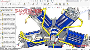 RADIAL ENGINE MADE IN THE INVENTOR, SOLIDWORKS, SOLID EDGE, NX SIEMENS AND CREO PARAMETRIC PROGRAMS.