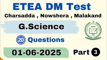 ETEA DM Test Solution 01-06-2025 Part 3 | ETEA DM Test Charsadda Nowshera Malakand