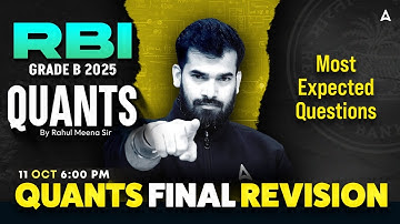 RBI Grade B Exam 2025 | RBI Grade B Quantitative Aptitude Final Revision Day-5 | Must-Solve!!